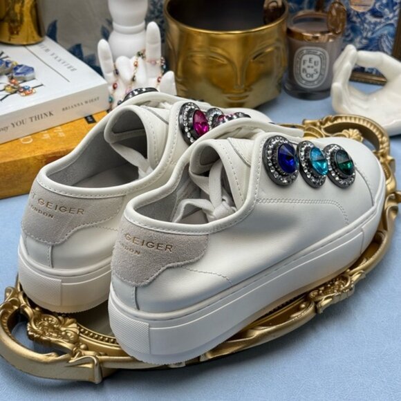 🆕 KURT GEIGER LONDON 🧿 NWOB Laney Octavia Sneaker, White Leather, Sz 39 US 8.5 - Picture 7 of 16